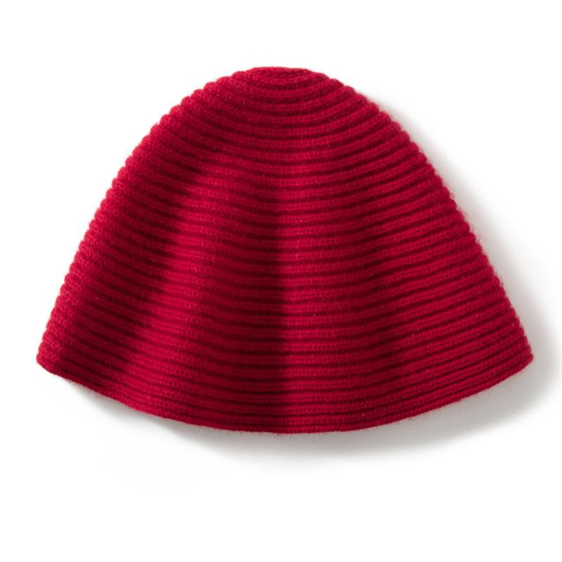 Autumn and Winter Cashmere Hat Women's Thickened Bucket Hat Showing Face Small Bucket Hat Versatile Wool Knitted Basin Hat