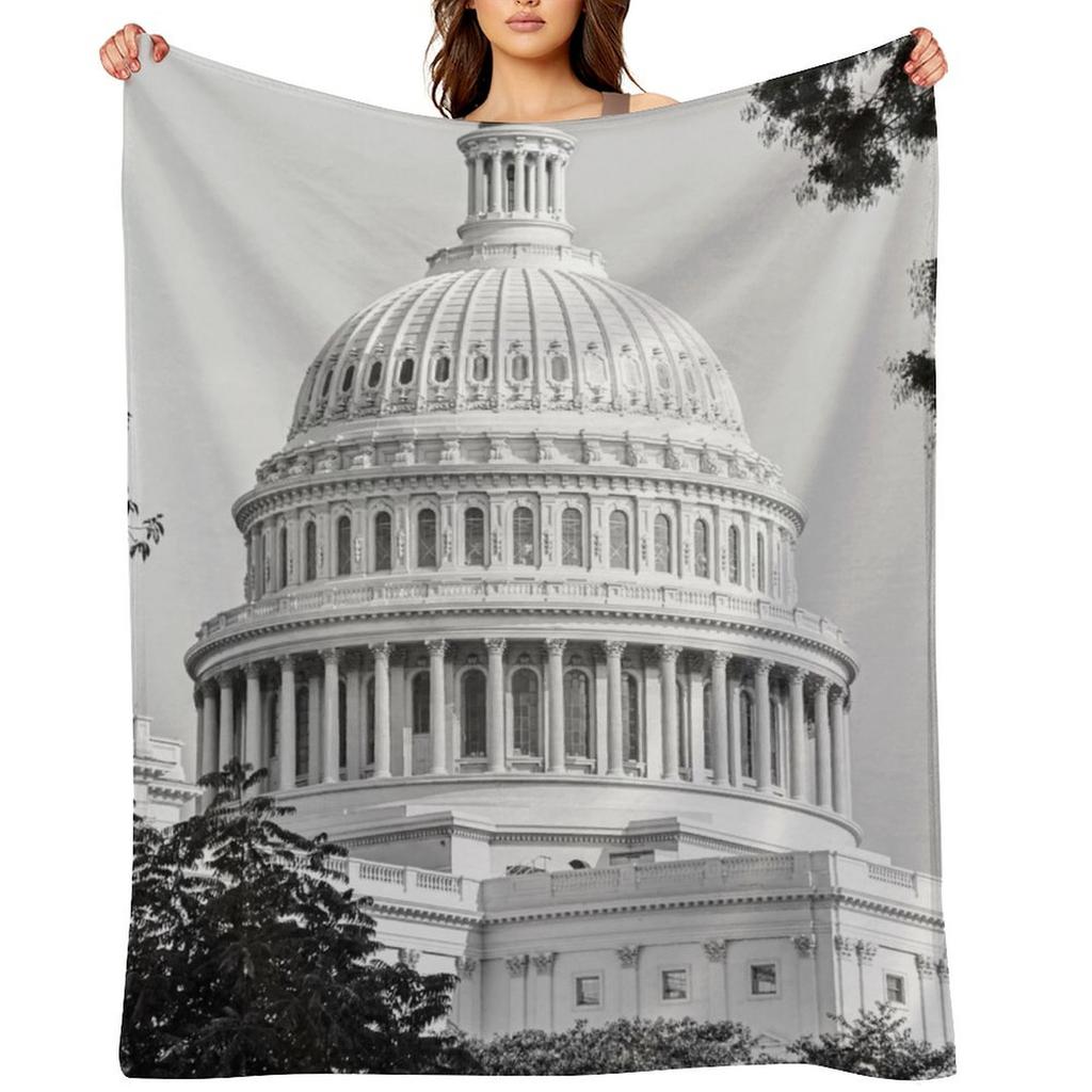 The Capitol Building Washington Throw Blanket Quilt Moving Custom Personalized Gift Blankets
