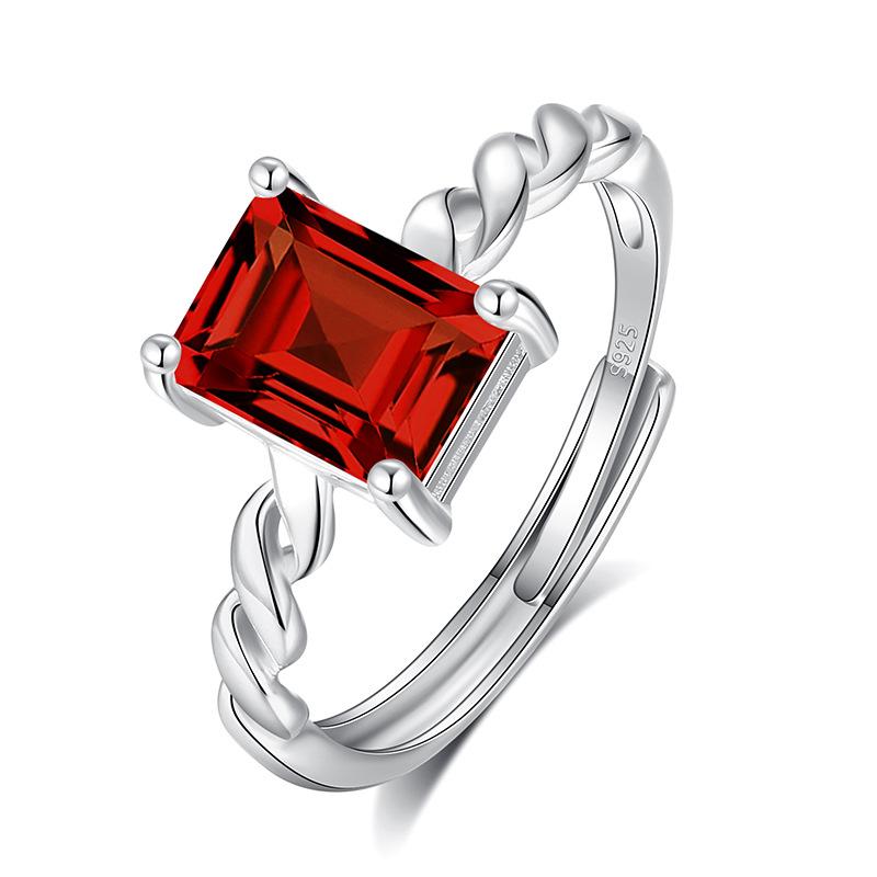 Popular S925 Whole Body Sterling Silver Natural Amethyst Citrine Topaz Colored Treasure Ring Women