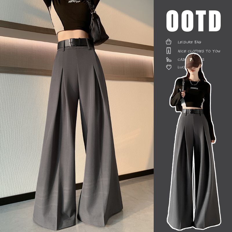 Women High Waist Wide Leg Pants Women Spring Summer Solid Trouser Office Ladies Full Length Straight Suit Outwear Pants