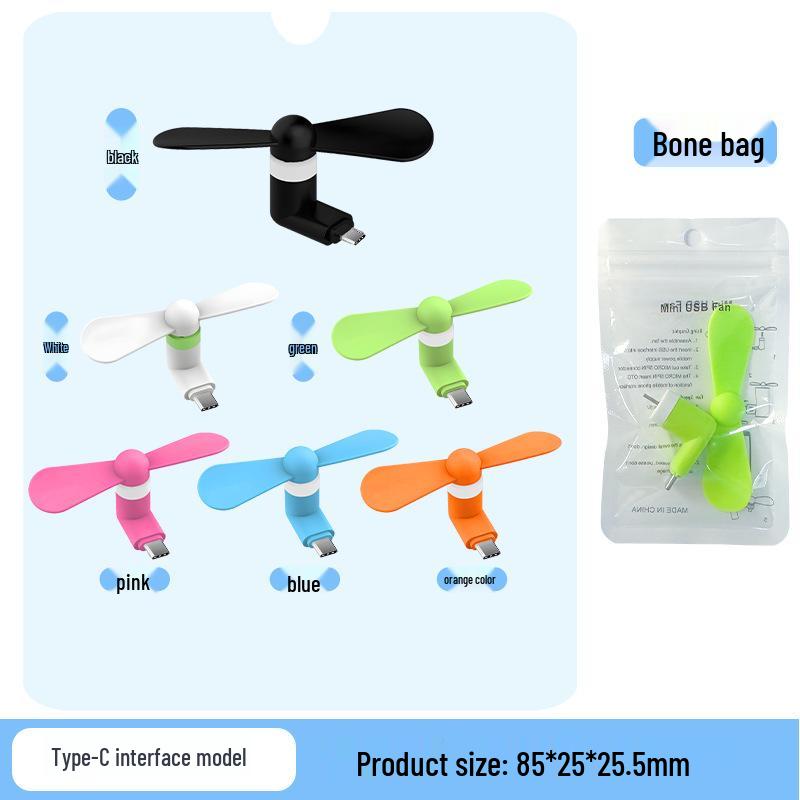 Three-in-One Portable USB Mobile Phone Fan for Apple, Android, and Type-C Devices
