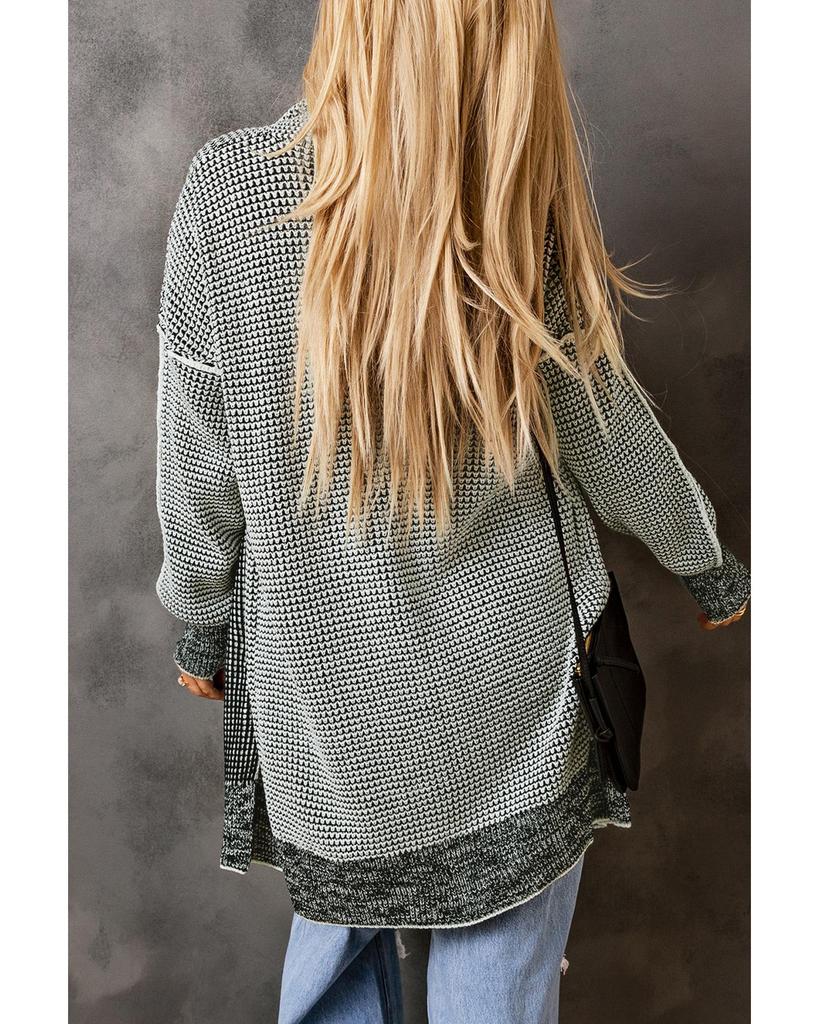 Azura Exchange Knitted Plaid Long Cardigan