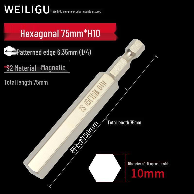 Electroplated Anti-Rust Hex Bit Set, S2 Steel, Extended Pneumatic Air Driver, Hex Socket Screwdriver.