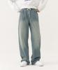 Akeusi Easy Fit Elastic Waist Wide Denim Pants Unisex (Light Blue)