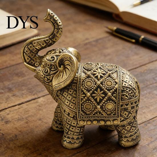 Gold Silver Animal Statue Elephant Figurine, Luck Charm Sculpture, Versatile Indoor Outdoor Decor for Traditional Auspicious Figure Car Tabletop