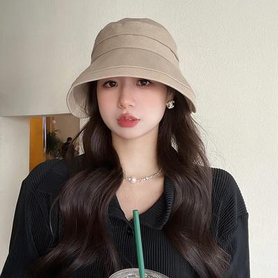 Literarischer und lässiger Bucket Hat für Herbst und Winter, Sonnenschutzvisier, Hut mit vorderer Länge und kurzem Hinterteil kann gefaltet werden