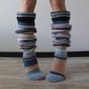 Autumn Slouch Crochet Knitting Colorful Striped Thigh High Long Socks for Women