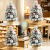Snow Flocked Mini Tabletop Christmas Tree 45/60CM, Pine Needle PVC Mixed Xmas Tree with Pine Cones & Berries