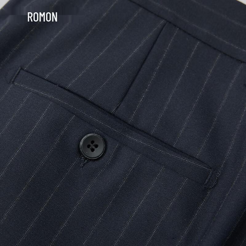 ROMON Men's Striped 3-Piece Business Suit