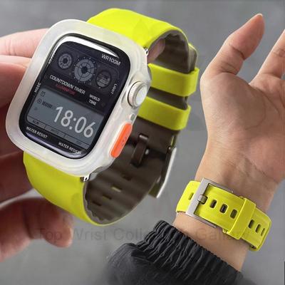 Silikonowy Pasek + Etui TPU do Opaski Apple Watch Band Ultra2 10 46mm 49mm 44mm 45mm Pokrowiec Ochronny Bransoletka dla IWatch Seria 9 8 7 6 SE