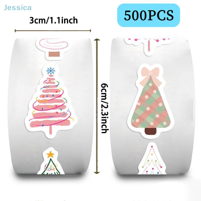 500Pcs/Roll Christmas Tree Decorative Stickers Christmas Gift Wrapping Label Sticker Reward Stickers Scrapbook Decals