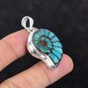 Bue Turquoise In Ammonite Fossil Pendant Gemstone Pendant Antique Jewelry 925 Sterling Silver Pendant Handmade Decent Pendant Gifts for Him