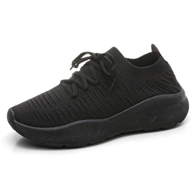 Sneakers women's summer new thick-soled solid-color couples fly-woven one-pedal socks shoes women's tide