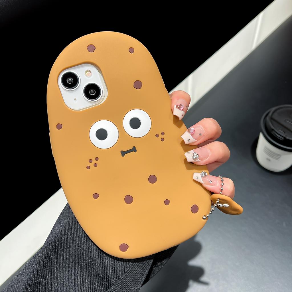 For iPhone 15 Silicone Case Cute 3D Potato Design Shockproof Phone Back Cover