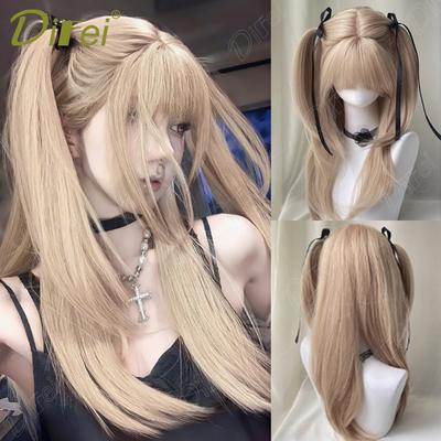 Perruque Cosplay Synthétique Lisse Blonde Platine Cheveux Lisses Perruque Avec Frange Lisse Convient Aux Femmes Halloween Noël