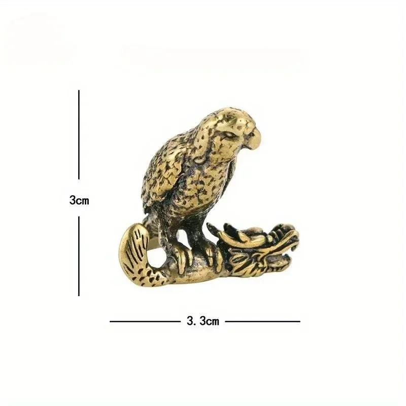 Retro Brass Parrot Catching Dragon Ornament Desktop Study Four Treasures Pen Holder Shelf Home Decoration Crafts Bird Figurines