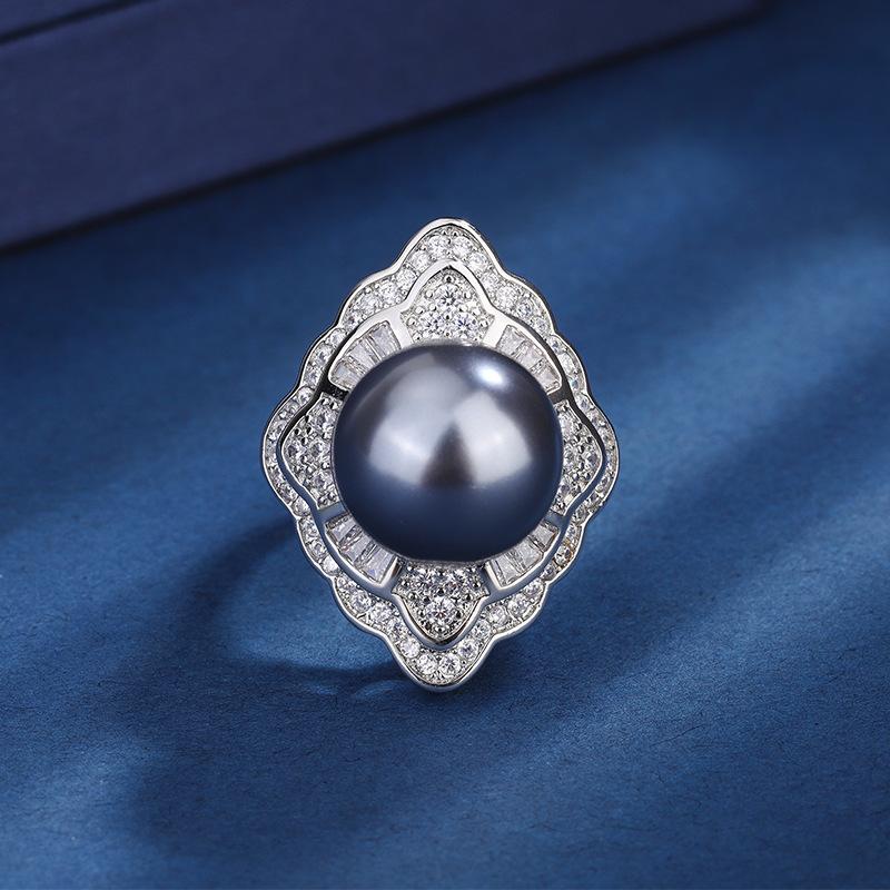 

Ювелирные изделия Медное основание Позолоченное Кольцо с темпераментом из бусин с бриллиантовой вставкой 16 мм