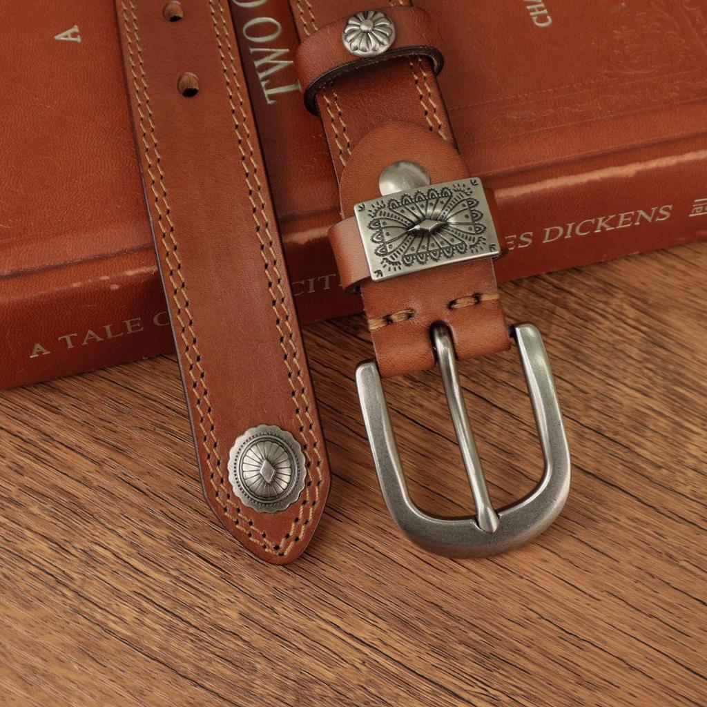 Women's Retro Versatile Fashion Belt with Decorative Buckle - Korean Style Leather Jeans Belt