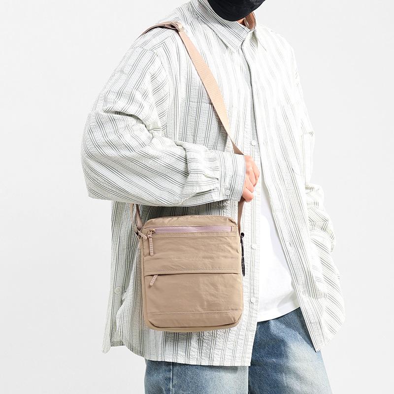 Men's Shoulder Bag Vertical Crossbody Bag Solid Color Nylon Bag