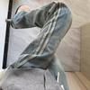Amerikanische Streetwear gestreifte Patchwork-Jeans Herren Herbst und Winter Design trendige Marke lockere Retro schmale Version gerade Weitbeinige Hosen