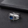 WOSIKATE Anello da Uomo Trendy Zaffiro Rame Con Zirconia Gioielli da Matrimonio moda Anello da Business Regalo per Feste Misura 6-10