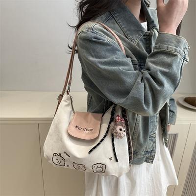 Tote Bag Women's Spring Large-capacity Backpack Embroidery Design Multi-functional Portable Shoulder Bag Tide