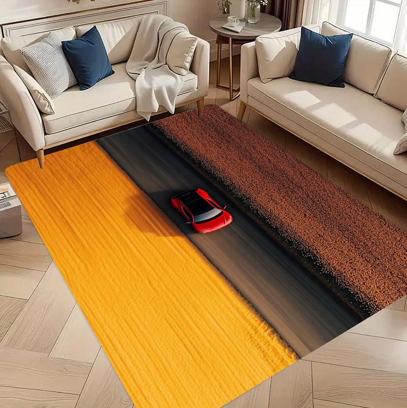 

Cool Race Car Area Rug Romantic Red Rose Petal Print Non-Slip Washable Carpet Retro Doormat for Living Room Bedroom Gameroom 40x60CM