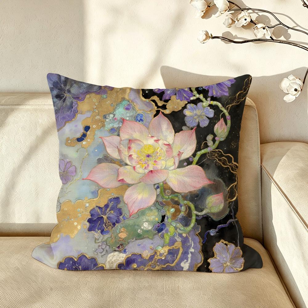 Art ffashion LLotus Cushion Cover Pillow Case Antidustmite Pillowcase Silky Short Plush Sofa Cushion Cover hot