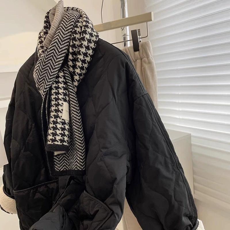 Rhombic Small Fragrance Cotton Jacket Women's Winter Loose Lamb Wool Jacket Women's Plus Velvet Thickening