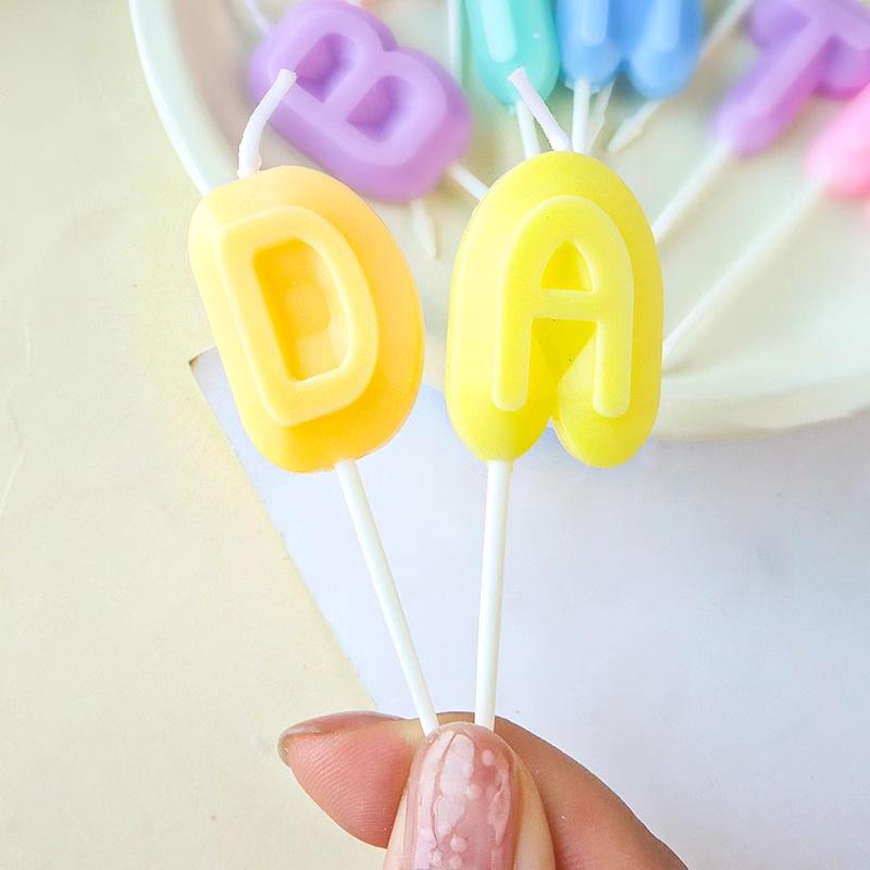 Happy Birthday Macaron Color Candle Birthday Cake Decoration Plug-In Girl Heart Colored Candle