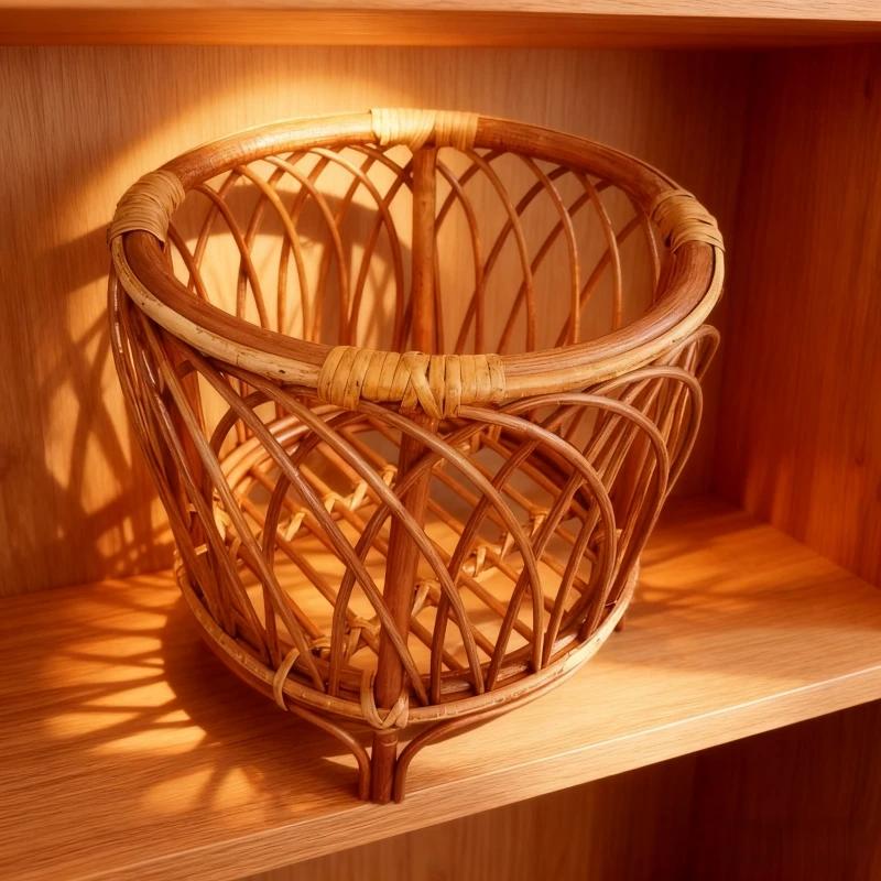 Rattan Vine Woven Round Basket Newborn Photo Prop for 1 Month/Hundred Day Shoots Essential Children's Baby Photography Basket