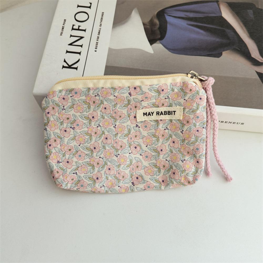 New Cartoon Square Cosmetic Bag Small Flower Storage Pouch Zipper Sanitary Napkins Makeup Bags Women