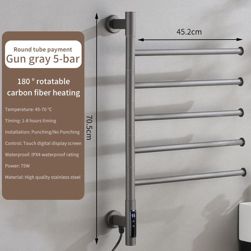Stainless Steel Intelligent Electric Towel Rack Bathroom LED Digital Display Constant Temperature Drying Storage Rack