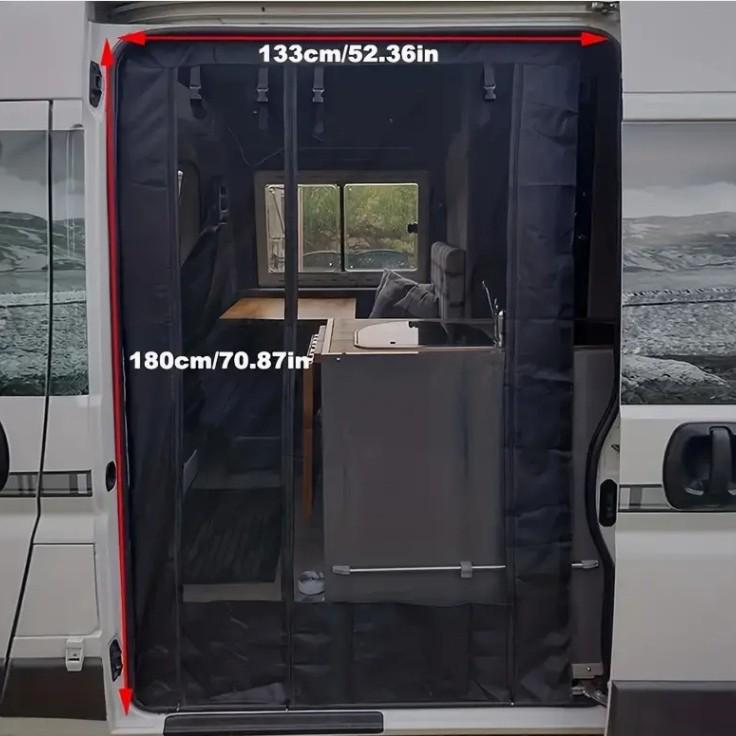 Hot Sale 180x133 RV Zippered Mosquito Repellent Door Curtain with Breathable Teslin Mesh and Strong Adhesive