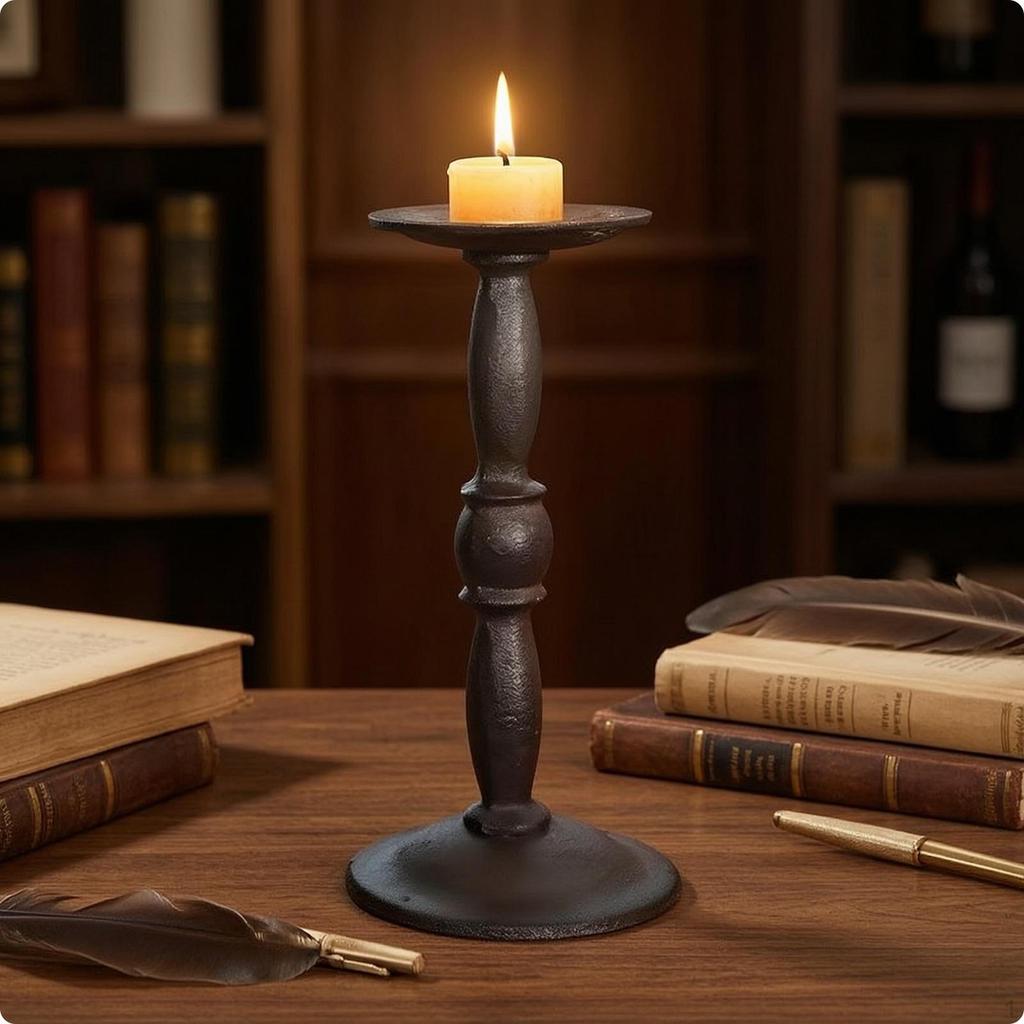 Tabletop Candle Holder Antique Metal VintageStyle Candlestick for Dining Table,