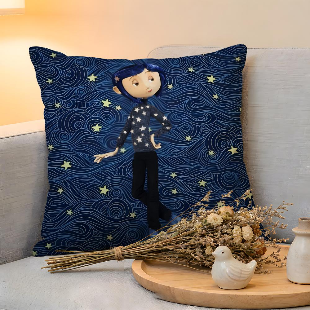Cushion Cover Linen SkinFriendly Soft Decorative Case For Sofa Home Decor CCoraline Anime Pillow cover