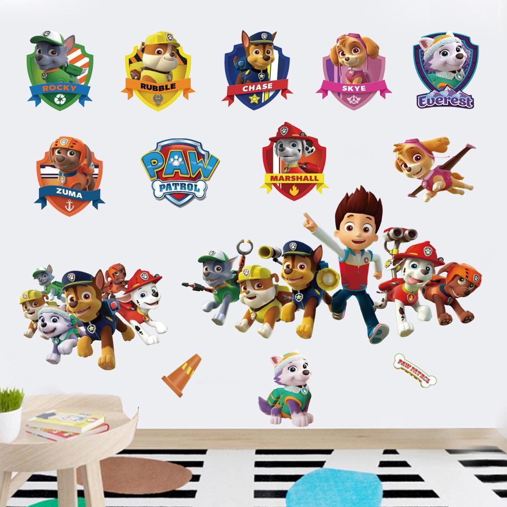 Cartoon 3d Paw Patrol Wall Stickers For Kids Rooms Living Room Boys Girls Children Bedroom PARTY DIY Home Decor