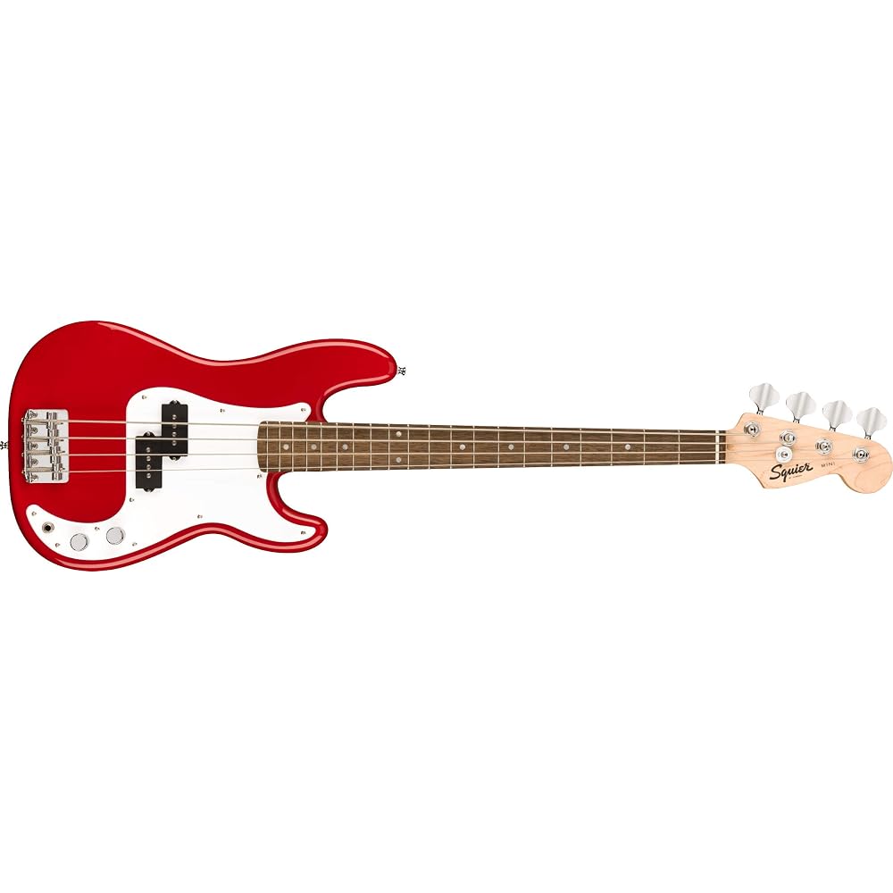 Squier Mini P Bass® Electric Bass, Laurel Fingerboard, Dakota Red 370127554 (Soft Case Included)