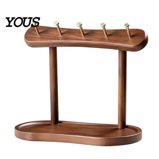 Moisture-proof Key Box Wooden Rack, with Concave Tray Prevents Rolling Design, Moisture-Proof Holder Wax Oil Finish Organizer, for Entryway