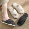 Plüschschuhe, Überkreuzriemen, Baumwollpantoffeln, Damenschuhe, Hausschuhe, Plüsch-Baumwollpantoffeln