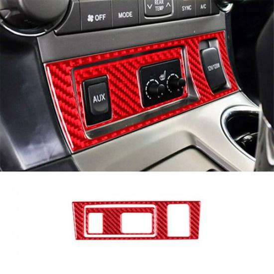 Red Carbon Fiber Interior Seat Heated Button Cover Trim For Toyota Highlander