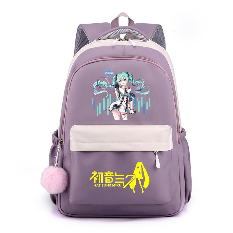 Anime Peripheral Hatsune Future School Bag Backpack Cartoon Backpack Candy Color Large Capacity Student School Bag Stationery