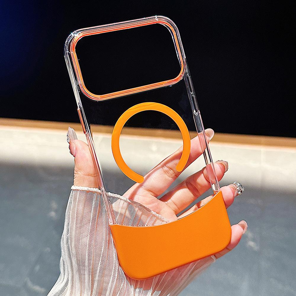 Luxury Splicing 2IN1 Transparent Phone Case For iPhone 17 16 15 14 13 12 Pro Max Plus 17Pro Air For Magsafe Magnetic Clear Cover