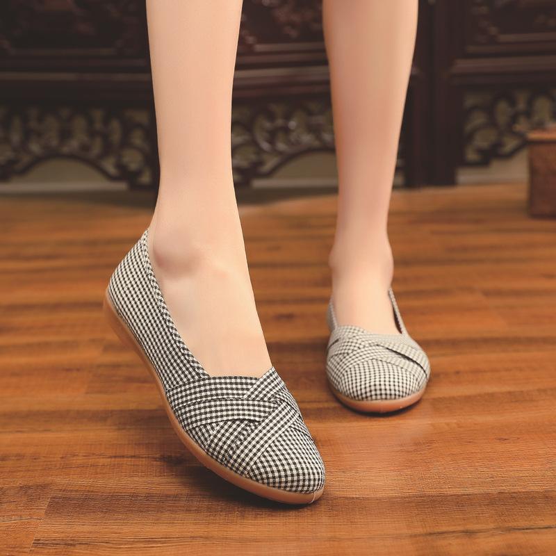Spring and summer new cloth shoes women's low-top versatile canvas shoes one-pedal flat shoes low-heeled comfortable fisherman shoes