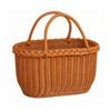 Open-Top Market Basket with Iron Frame Rectangular Rattan Handle