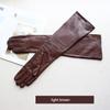 Long Leather Gloves for Women With Colorful Sheepskin Velvet Lining Fashionable Autumn and Winter Warm and Sunscreen Gloves
