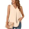 JPNTKY Women's Fashion Casual Solid Color Print Sleeveless V Neck Blouses & Shirts