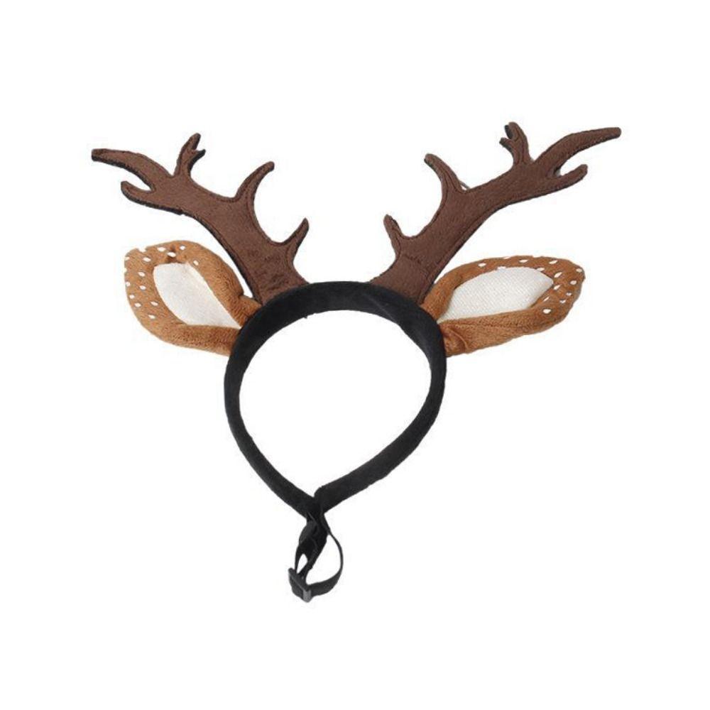 Adjustable Cat Antlers Headband Elastic Pet Reindeer Cap Pet Antlers Headwear  Cosplay Party