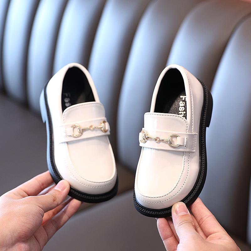 Spring and Autumn Girls' Solid Color Retro Preppy Style Soft-Soled Leather Shoes