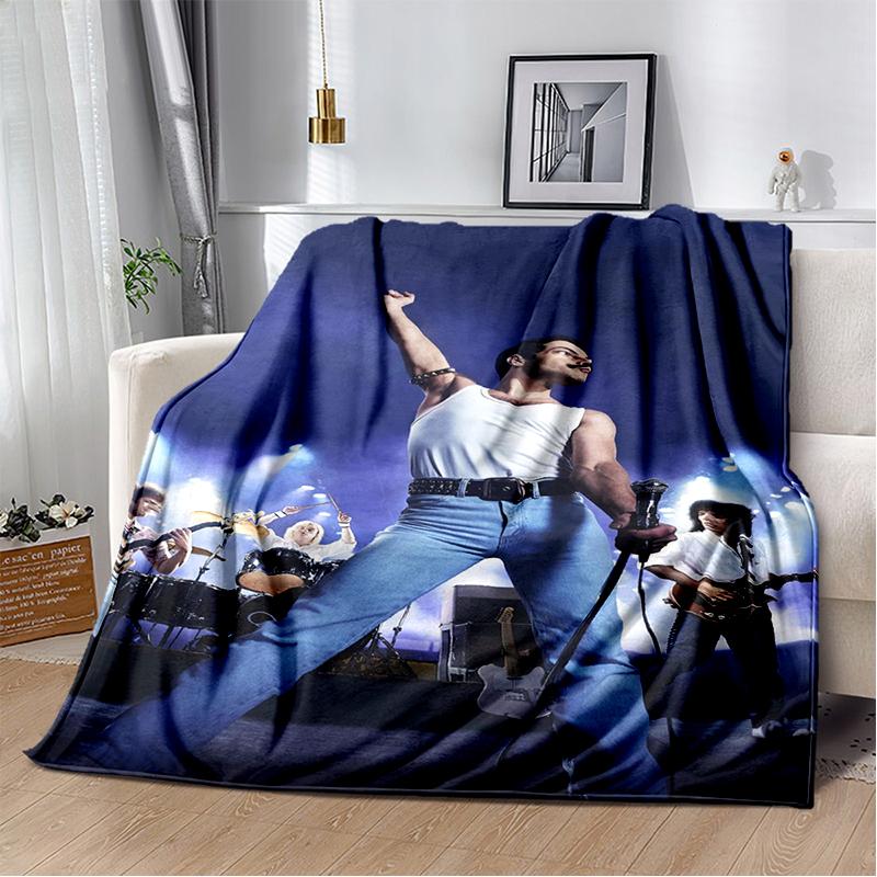 2025 Classics Queen-Rock-Band Freddie Blanket,Soft Throw Blanket for Home Bedroom Bed Sofa Picnic Travel Office Cover Gifts Kids